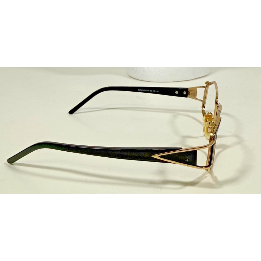 Bella Italia 311 Eyeglass Frames Womens 53-19-130 Black Gold Geometric Hexagon - Picture 4 of 8